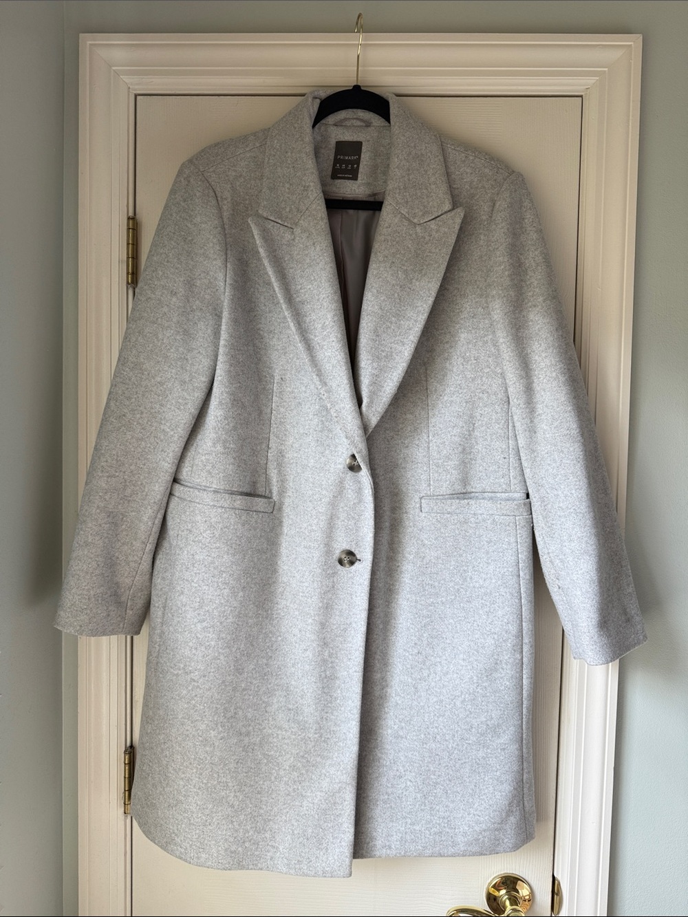 Primark Light Gray Tailored Single-Breasted Women’s Coat - Size 12